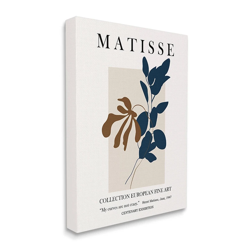 Stupell Industries Bold Modern Botanicals Leaf Silhouettes Matisse Text Canvas Wall Art