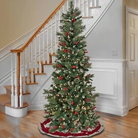 7.5ft. Pre-lit Artificial Meadowlark Pencil Hinged Tree, Clear Lights