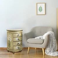 4-Drawer Antique Accessory Table with Calla Lily Floral Art