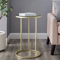 16" Gold Round C Table with Glass Top