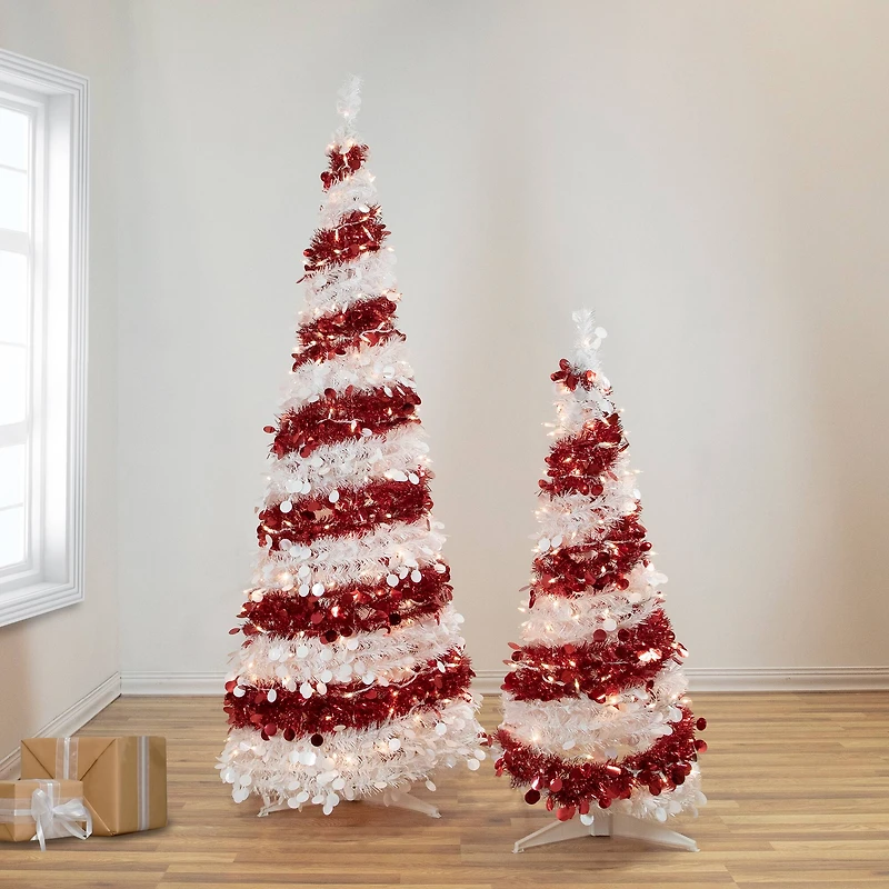 4ft. Pre-Lit Candy Cane Pop-Up Artificial Christmas Tree, Clear Lights