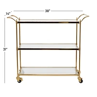 Brass Iron Traditional Bar Cart, 31" x 38" x 14"