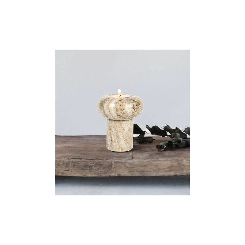 Hello Honey® 4.7" Beige Marble Tealight Holder