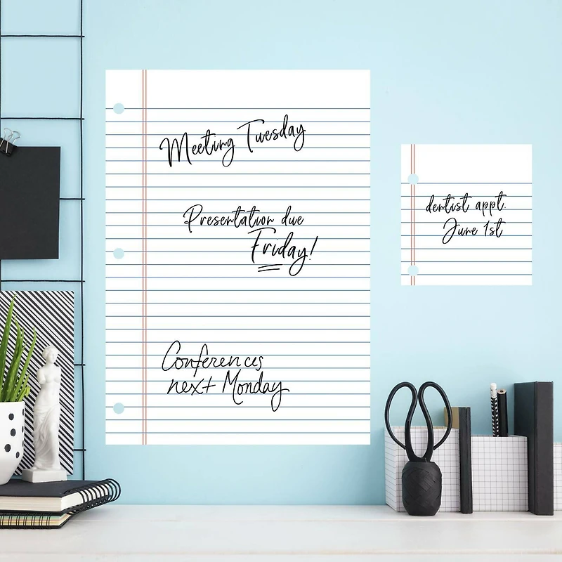 RoomMates Notebook Paper Dry Erase Peel & Stick Giant Decals