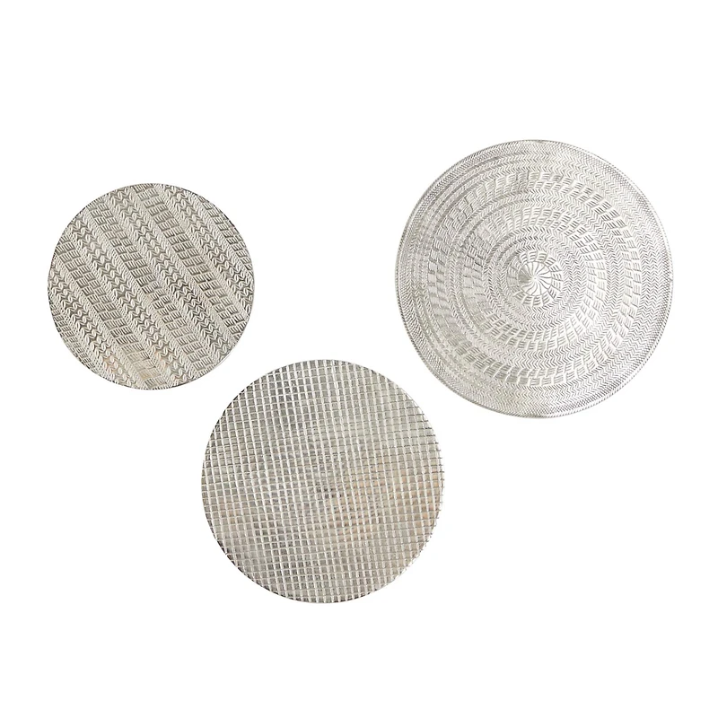 Silver Aluminum Modern Wall Decor, Set of 3 11", 13", 15"