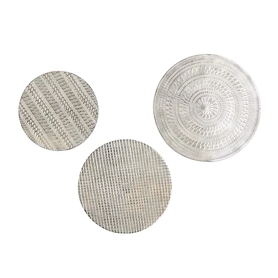 Silver Aluminum Modern Wall Decor, Set of 3 11", 13", 15"
