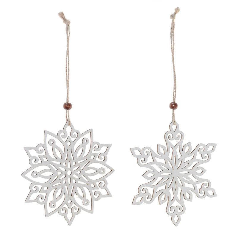 Wood Cut-Out Snowflake Ornaments Set
