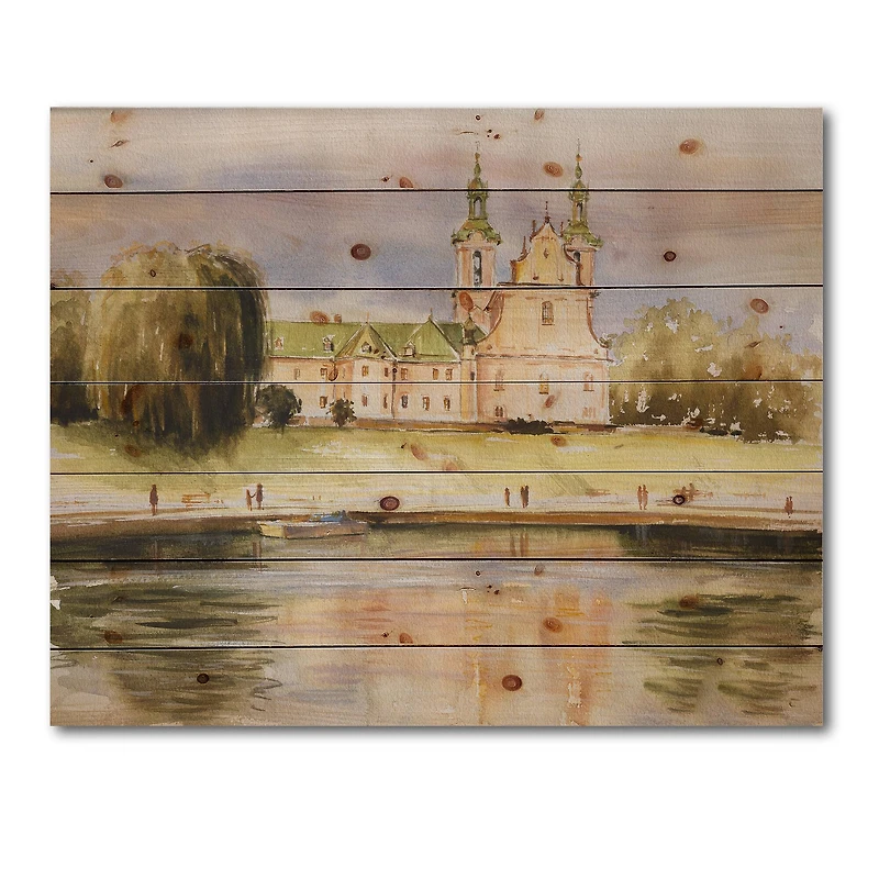 Designart - Historic Church On The Rock On Banks of The River