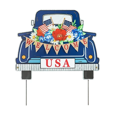 Glitzhome® 26" Patriotic America Metal Truck Yard Stake