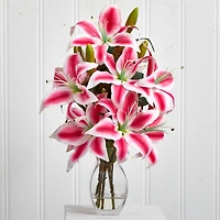 18" Pink Rubrum Lily Arrangement with Decorative Vase