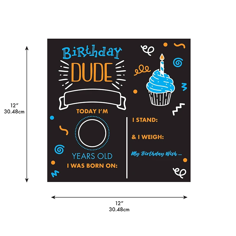 RoomMates 12" Double-Sided Birthday Dude Chalkboard