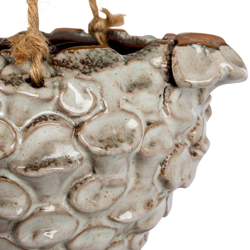 Hello Honey® 7.5" Ivory Hanging Stoneware Seashell Planter with Rope