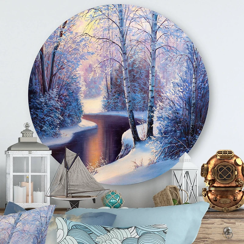 Designart - Christmas Forest With River and Trees I