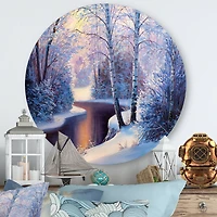 Designart - Christmas Forest With River and Trees I