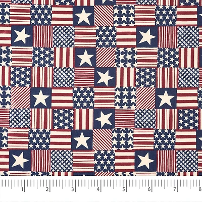 SINGER Patriotic Stars & Stripes Patchwork Ringspun Cotton Fabric