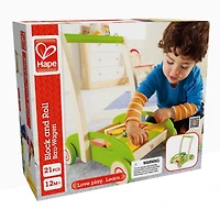 Hape Green Block & Roll Cart Toddler Wooden Push & Pull Toy