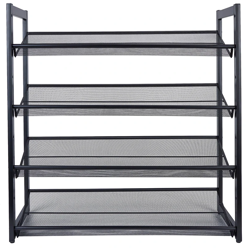 Organize It All Black 30" Wide 4 Tier Adjustable Mesh Shoe Rack