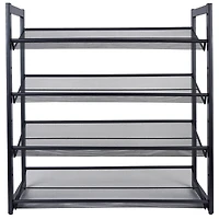 Organize It All Black 30" Wide 4 Tier Adjustable Mesh Shoe Rack