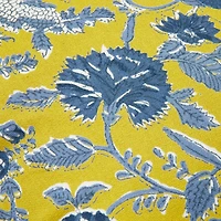 Hello Honey® Chartreuse & Blue Floral Pattern Cotton Pillow with Yarn-Wrapped Tassels