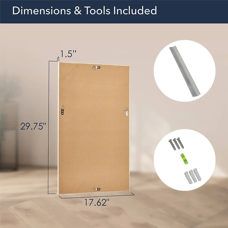 Head West 29" Chrome & White Tile Textured Frame Vanity Mirror