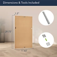 Head West 29" Chrome & White Tile Textured Frame Vanity Mirror