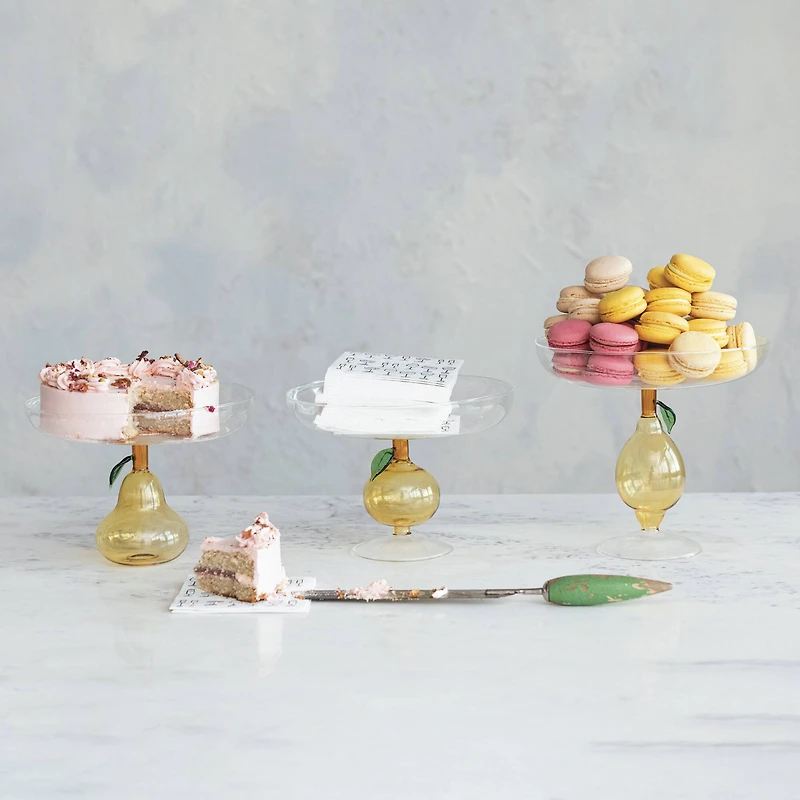 Hello Honey® 7.75" Citrus Charm Glass Food Pedestal