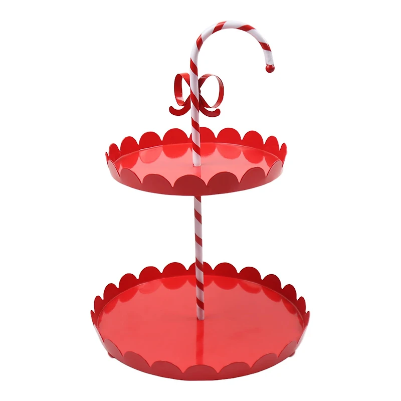 16.5" Candy Cane 2-Tier Metal Tray by Ashland®