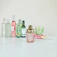 Hello Honey® Pink & Gold Hand-Blown Glass & Stainless Steel Hobnail Cocktail Shaker