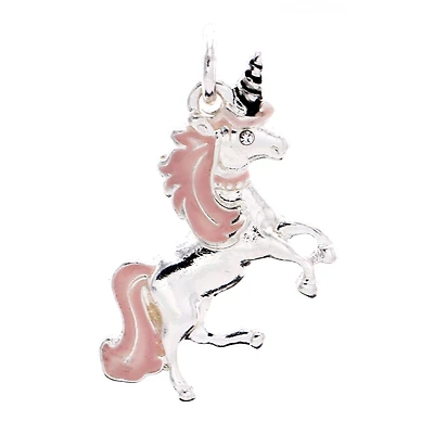 Charmalong™ Pink & Silver Plated Unicorn Charm by Bead Landing™