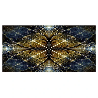 Designart Digital Gold Fractal Flower Pattern Oversized Abstract Canvas Art Print