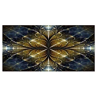 Designart Digital Gold Fractal Flower Pattern Oversized Abstract Canvas Art Print