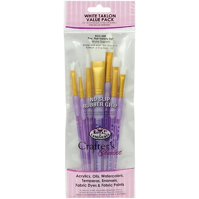 Royal & Langnickel® Crafter's Choice™ White Taklon Flat Brush Variety Set