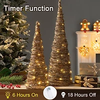 Glitzhome® Pre-Lit Rattan Christmas Table Tree Décor Set with Timer