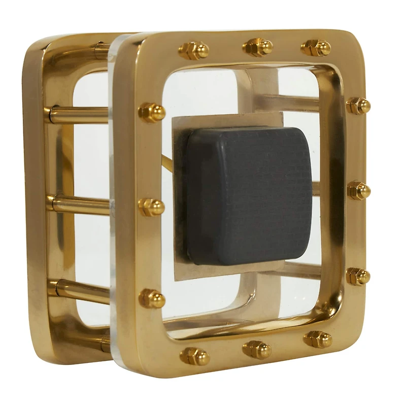 6" Gold Aluminum Geometric Floating Clock