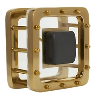 6" Gold Aluminum Geometric Floating Clock