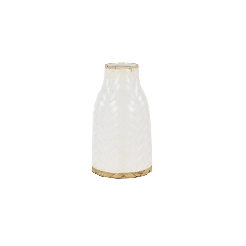 Set of 2 White Porcelain Contemporary Vase, 7" x 12"