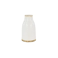 Set of 2 White Porcelain Contemporary Vase, 7" x 12"