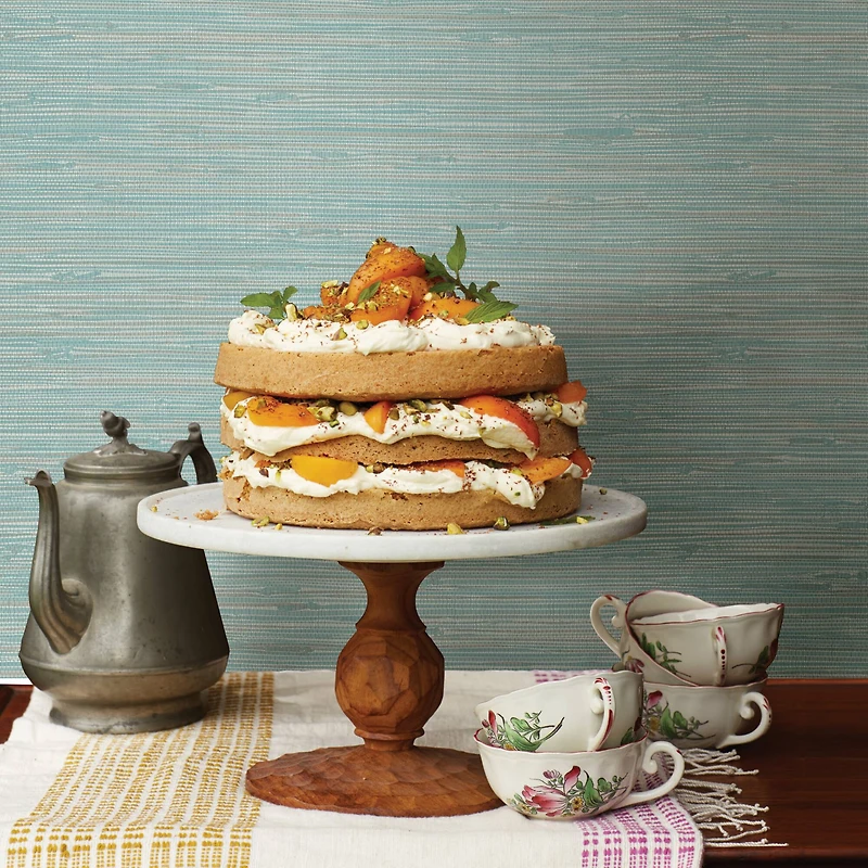 NuWallpaper Teal Tibetan Grasscloth Peel & Stick Wallpaper