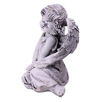 9.5" Heavenly Gardens Gray Sitting Cherub Angel Outdoor Garden Statue