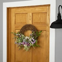 24" Purple Wildflower & Berry Half Spring Wreath