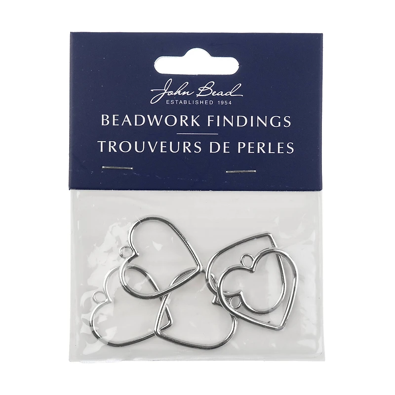 John Bead Silver Heart Pendants, 5ct.