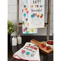 DII® Happy Birthday Embellished Dishtowel Set