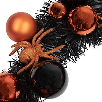 18'' Unlit Orange Spiders and Ornaments Halloween Wreath