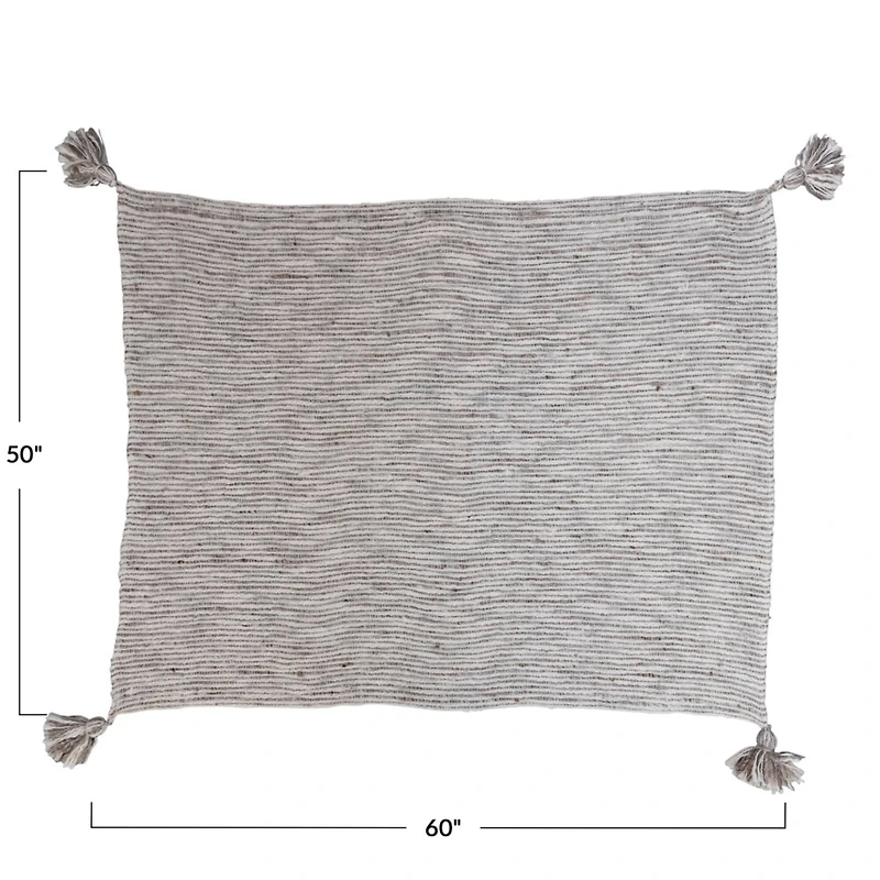 Hello Honey® Brown & Cream Cotton Throw Blanket with Oversized Tassels