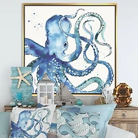 Designart - Blue Deep Sea VIII - Coastal Framed Canvas