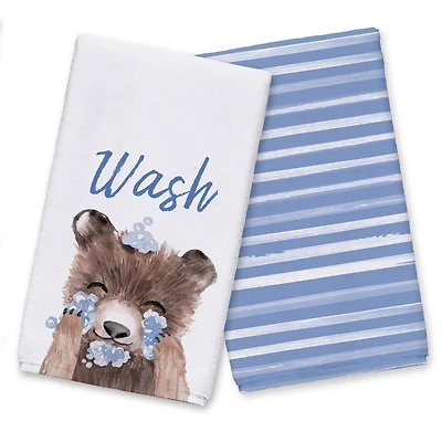 Bear Washing Face 16" x 25" Towel Set