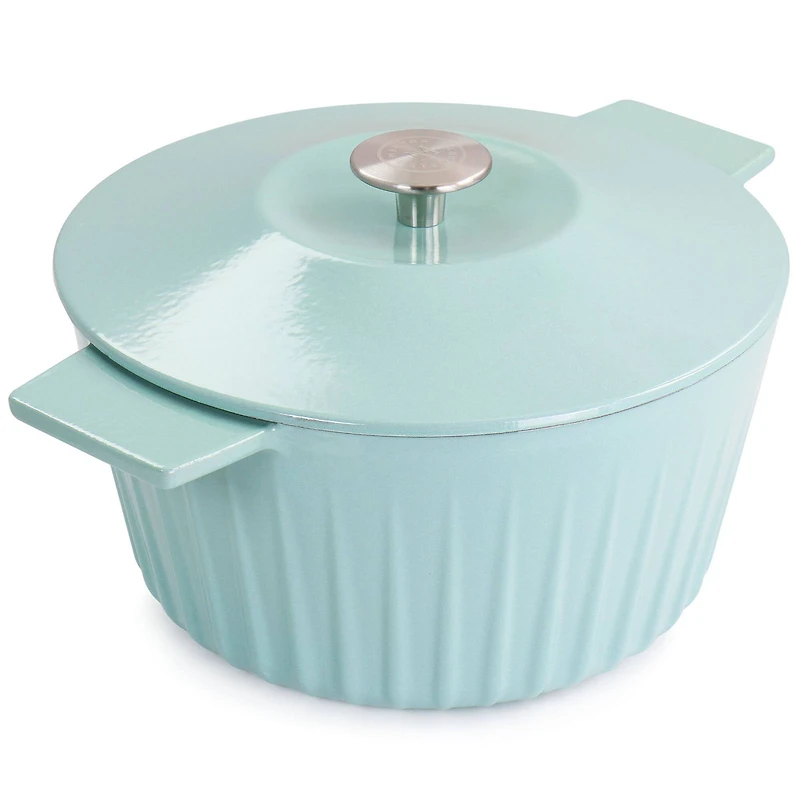 Martha Stewart 5qt. Light Cyan Enameled Round Cast Iron Dutch Oven with Lid