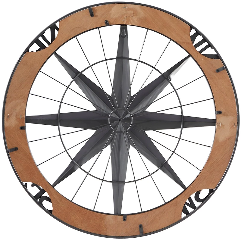 Grey Metal Nautical Compass Wall Decor, 22" x 2" x 22"