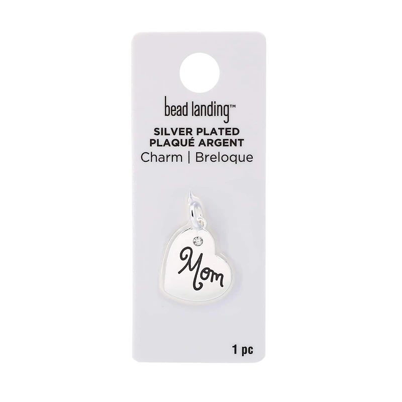 Silver Plated Mom Heart Charm by Bead Landing™