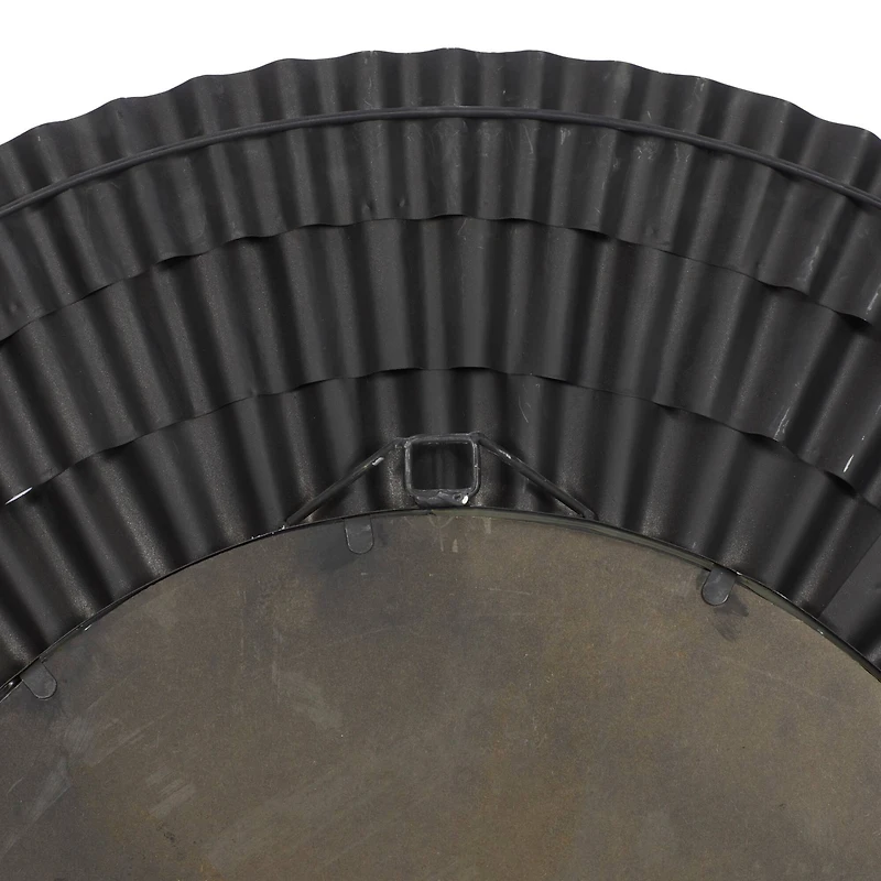 42" Silver Rustic Metal Round Wall Mirror